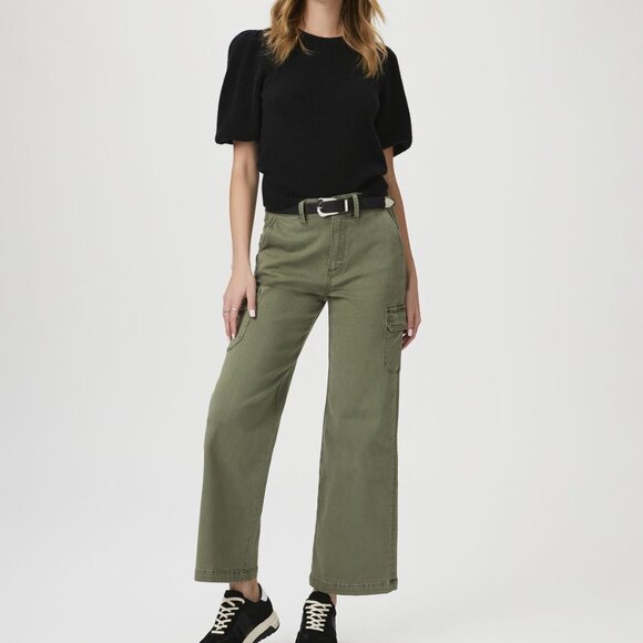 PAIGE Denim - PAIGE Carly Wide Leg Cargo women's jeans in Vintage Ivy Green Size 29 NEW